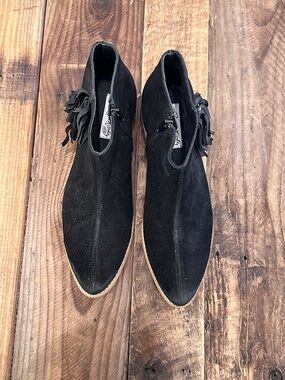 Naughty Monkey Black Suede Ankle Boots with Side Tassel Detail